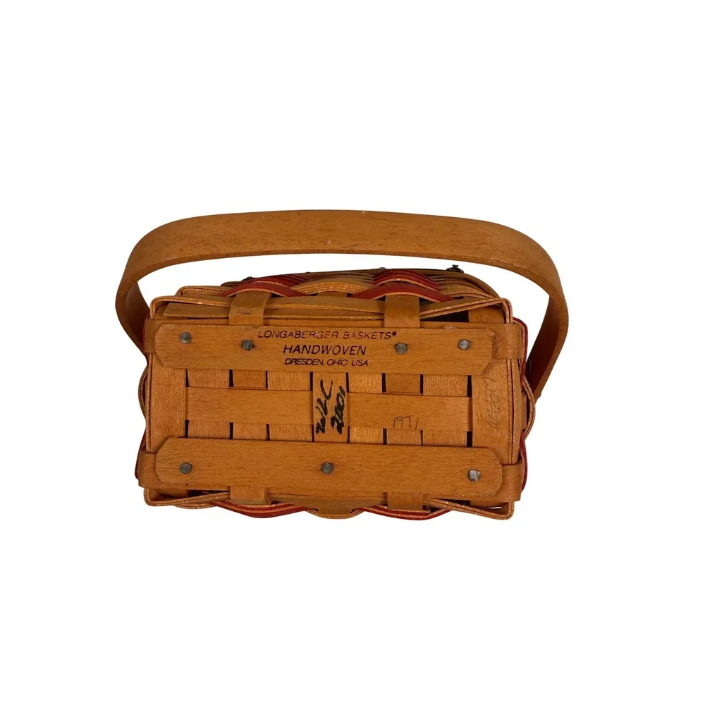 Longaberger 2001 Inaugural Basket Patriotic Red Blue‎ Handwoven with Liner Liner
